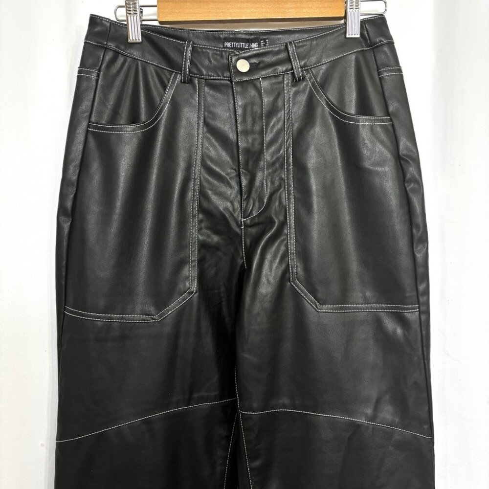 Pretty little thing Faux Leather Wide Leg Pants Trousers Sz 6 NWT